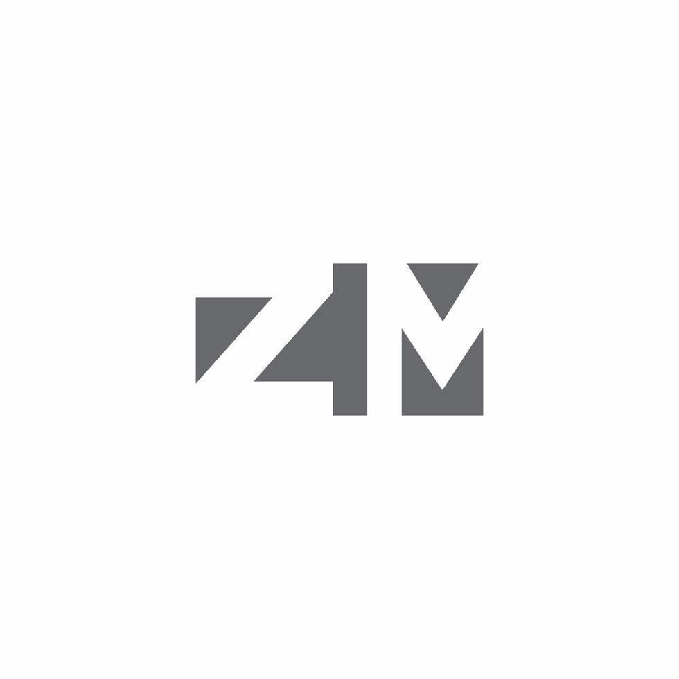 zm-Logo-Monogramm mit Designvorlage im negativen Raumstil vektor