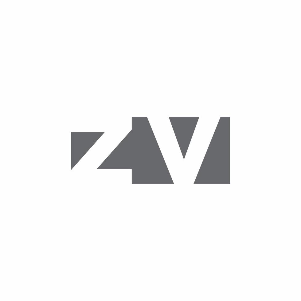 zv-Logo-Monogramm mit Designvorlage im negativen Weltraum-Stil vektor