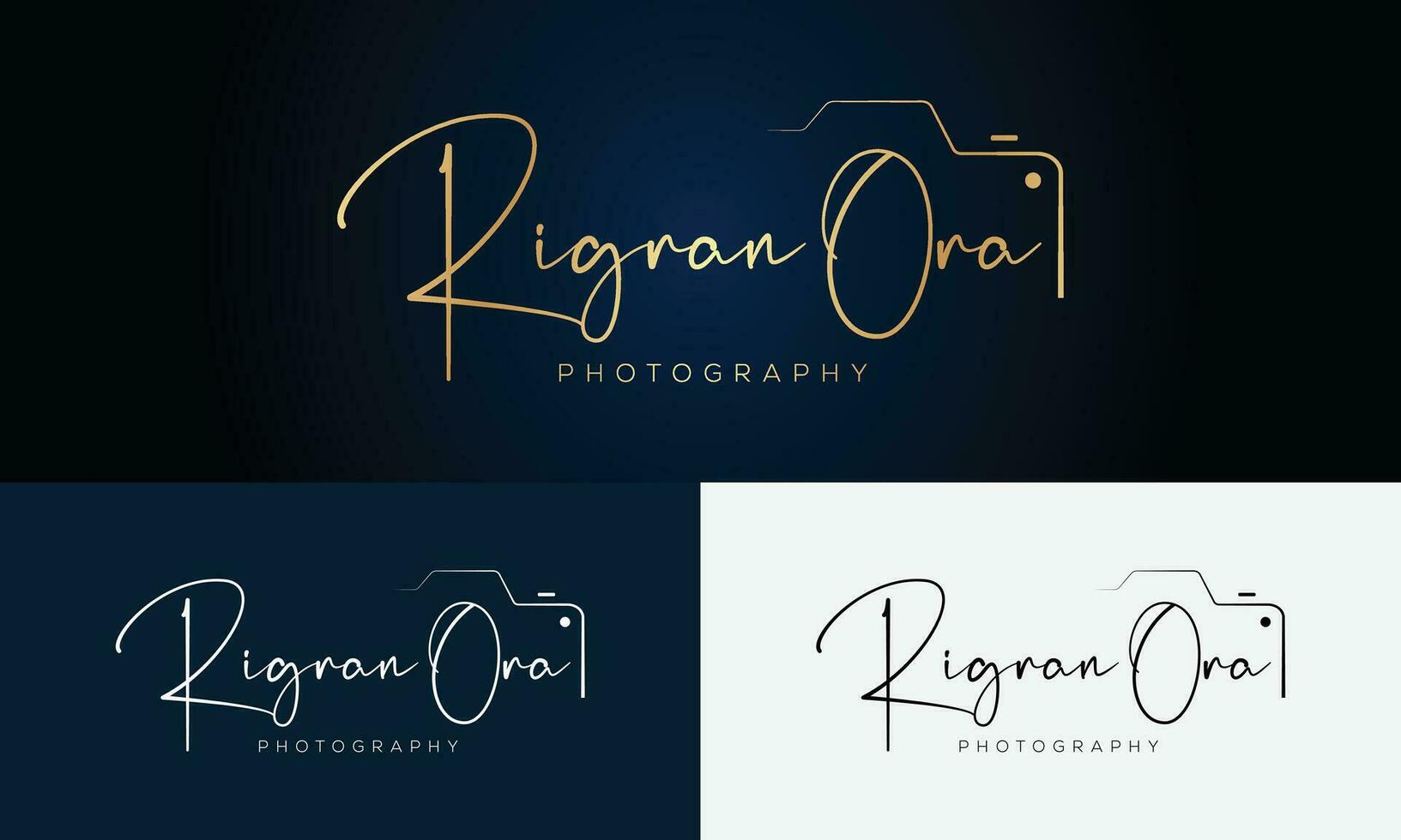 rigrarora Handschrift Fotografie Logo Vorlage Vektor Unterschrift Logo Konzept