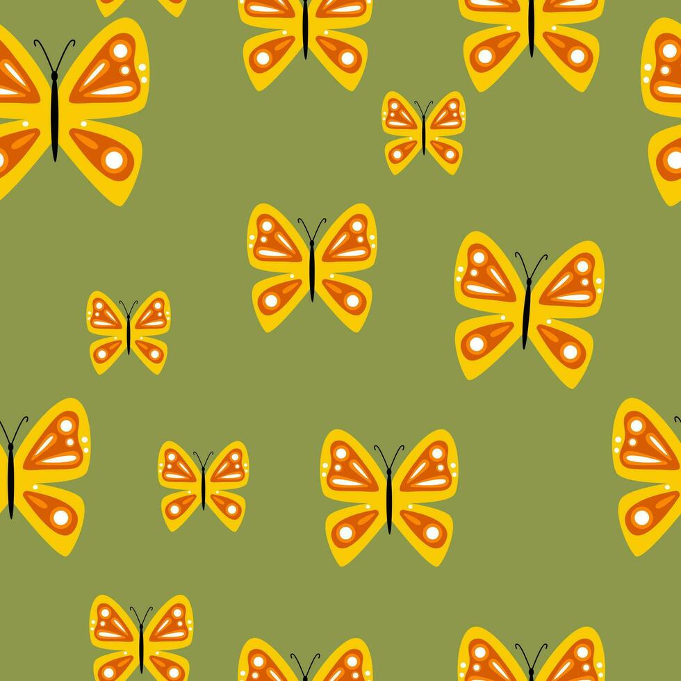 einfach stilisiert Schmetterlinge nahtlos Muster. fliegend Insekt drucken. vektor