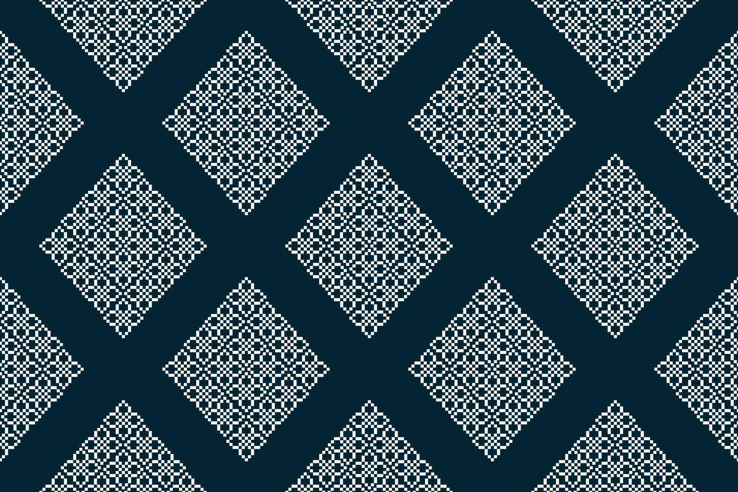 ethnisch geometrisch Stoff Muster Kreuz Stich.ikat Stickerei ethnisch orientalisch Pixel Muster Blau Hintergrund. abstrakt, vektor, illustration. Textur, Kleidung, Rahmen, Dekoration, Motive, Seide Hintergrund. vektor