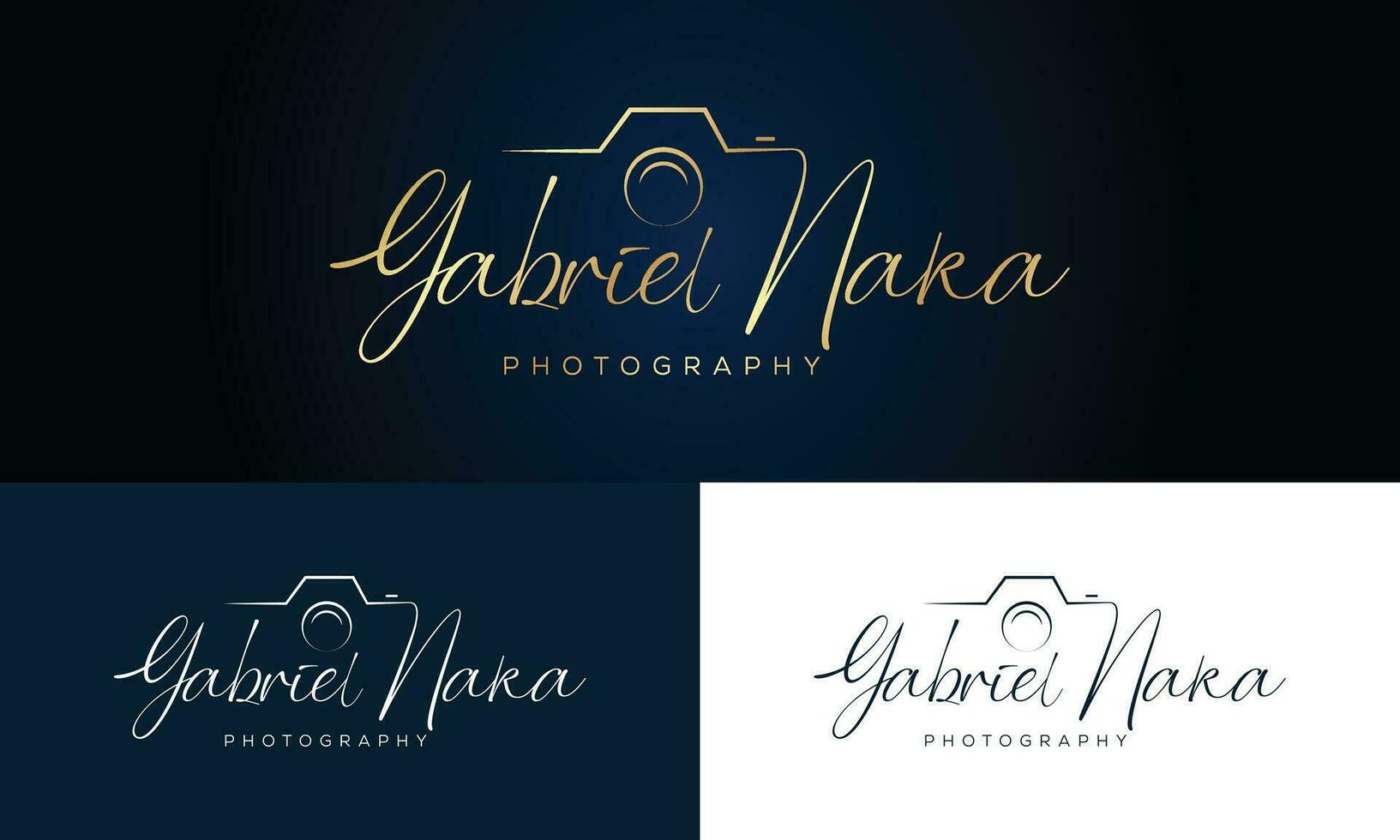 gabviel Naka Handschrift Fotografie Logo Vorlage Vektor Unterschrift Logo Konzept