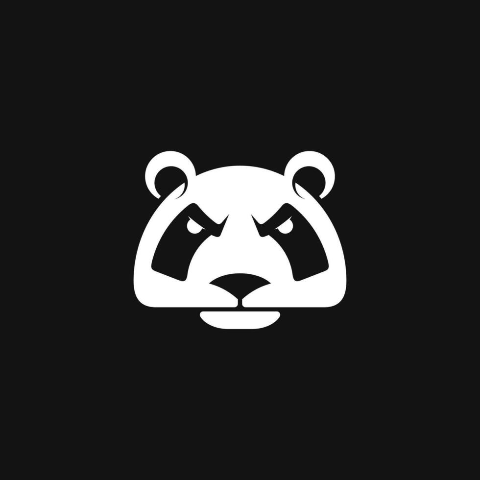 panda huvud enkel logotyp med skydda vektor