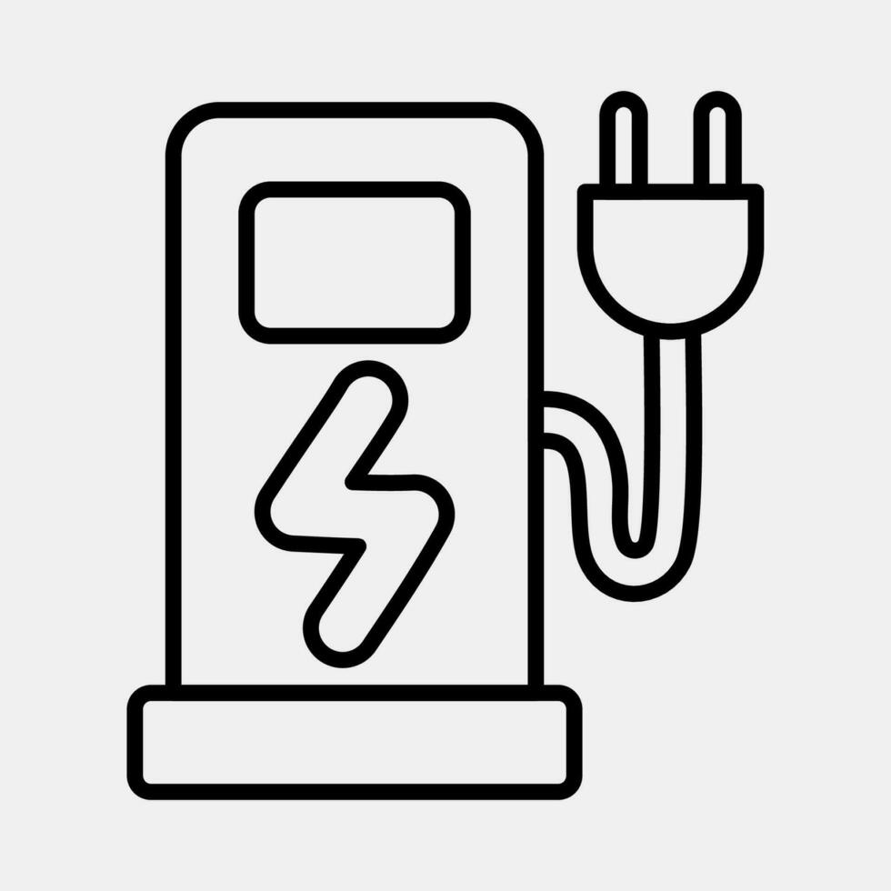 Symbol elektrisch Fahrzeug Laden Bahnhof. Ökologie und Umgebung Elemente. Symbole im Linie Stil. gut zum Drucke, Poster, Logo, Infografiken, usw. vektor