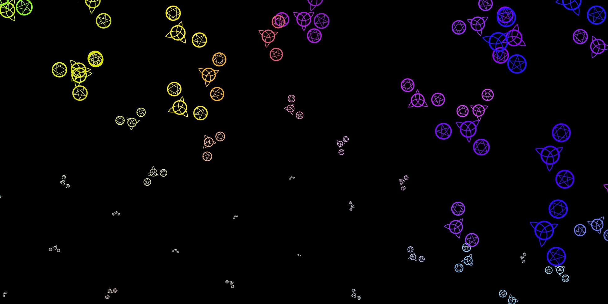 dunkles mehrfarbiges Vektormuster mit magischen Elementen. vektor