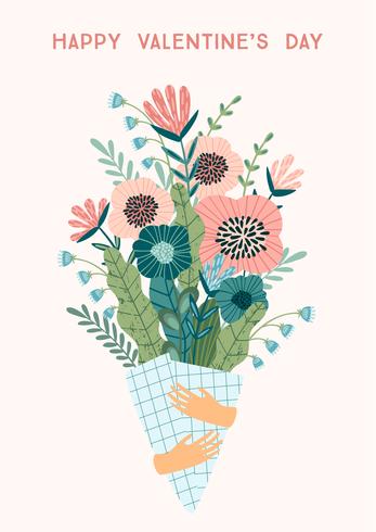 Illustration bukett blommor. Vektor designkoncept för Alla hjärtans dag