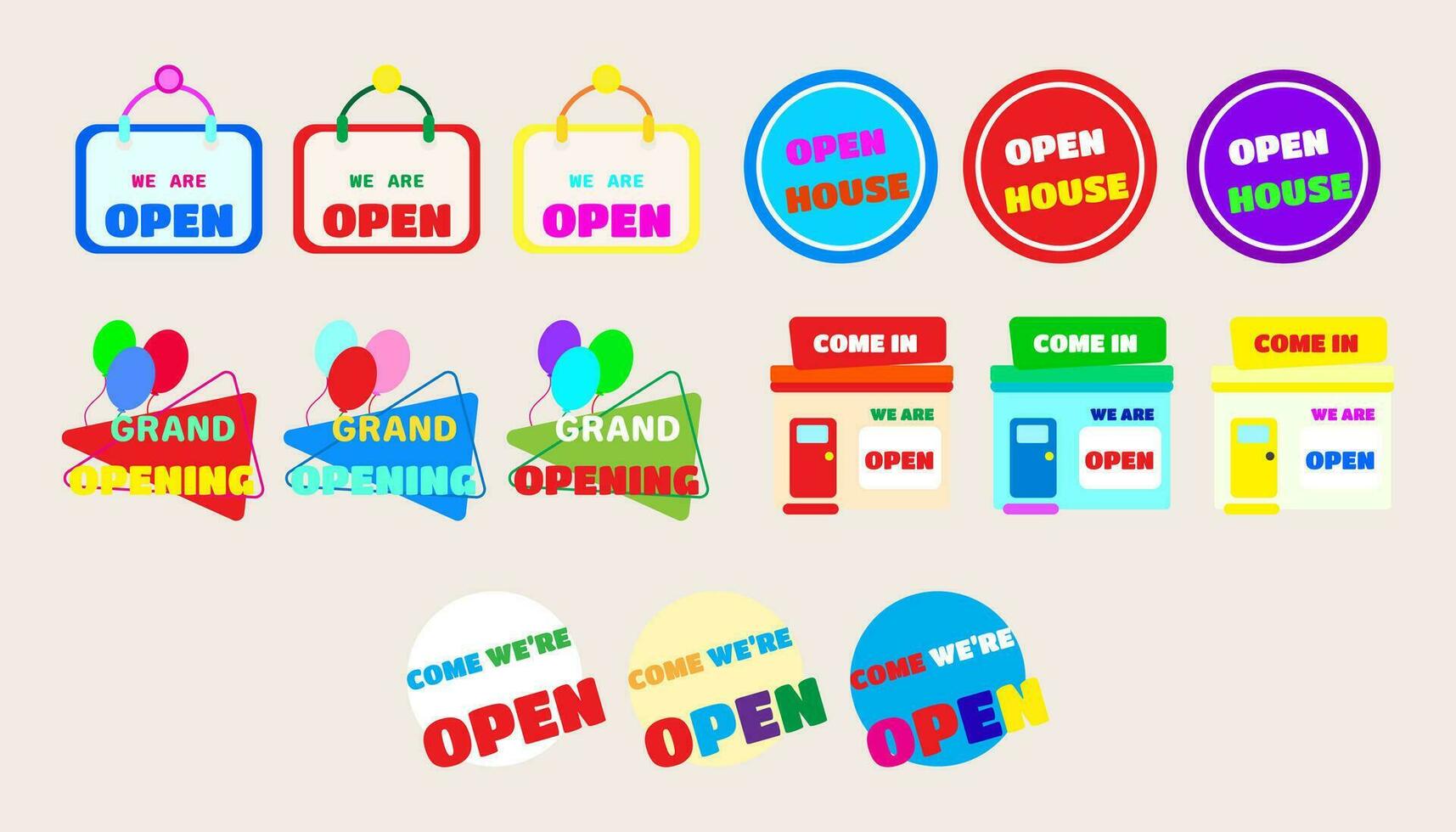 Sammlung Symbol Geschäft Öffnung Std Symbol E-Commerce. einstellen von Öffnung Std Symbol. vektor