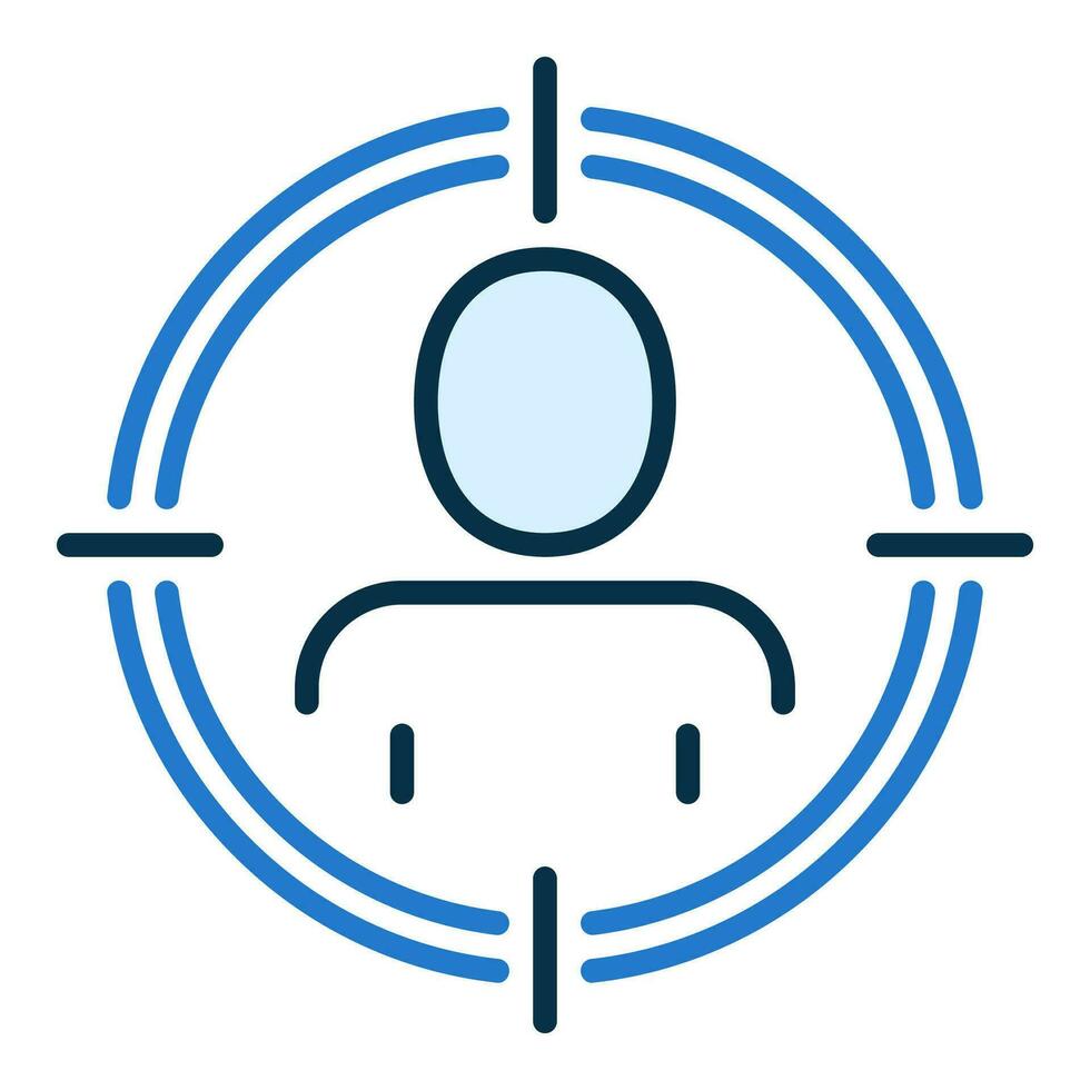 Ziel mit Mann Vektor Ziel oder Targeting Konzept Blau Symbol