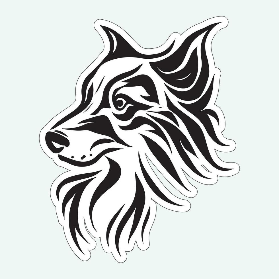 svart och vit hund klistermärke för utskrift vektor
