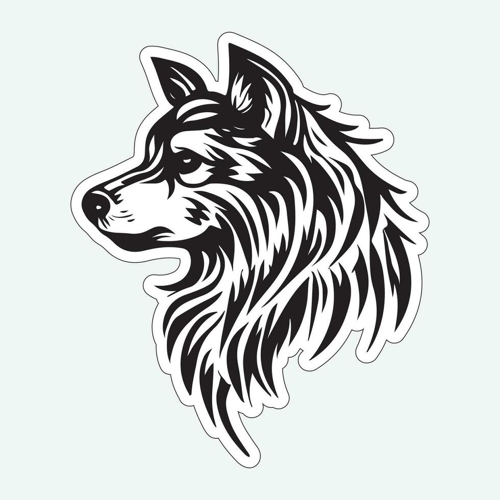svart och vit hund klistermärke för utskrift vektor