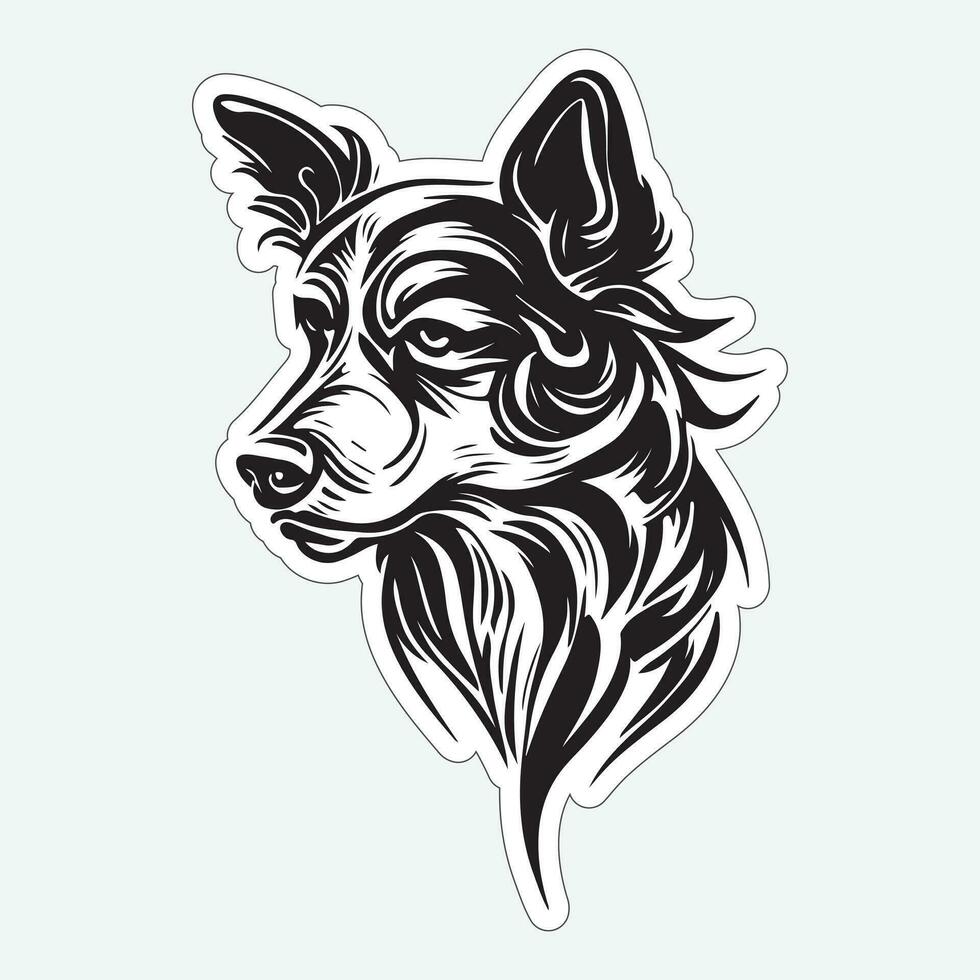 Hund Kunst schwarz und Weiß Aufkleber zum Drucken vektor