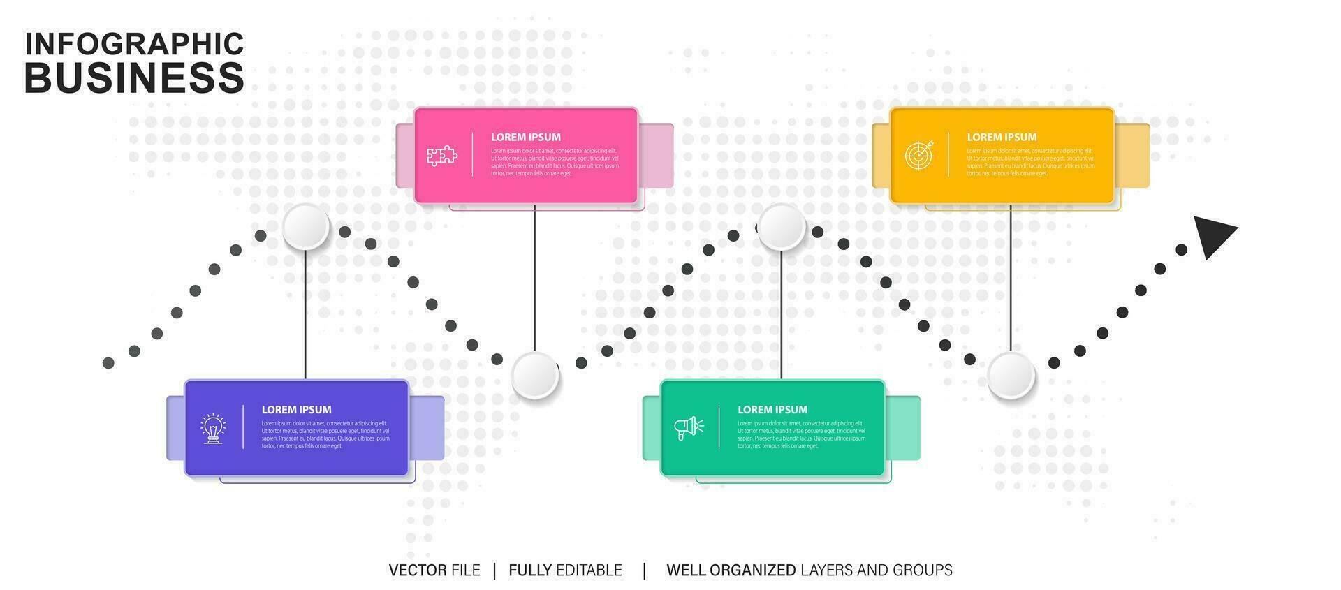 infographic design med 4 steg, infographic företag begrepp, flöde, Diagram, presentation vektor