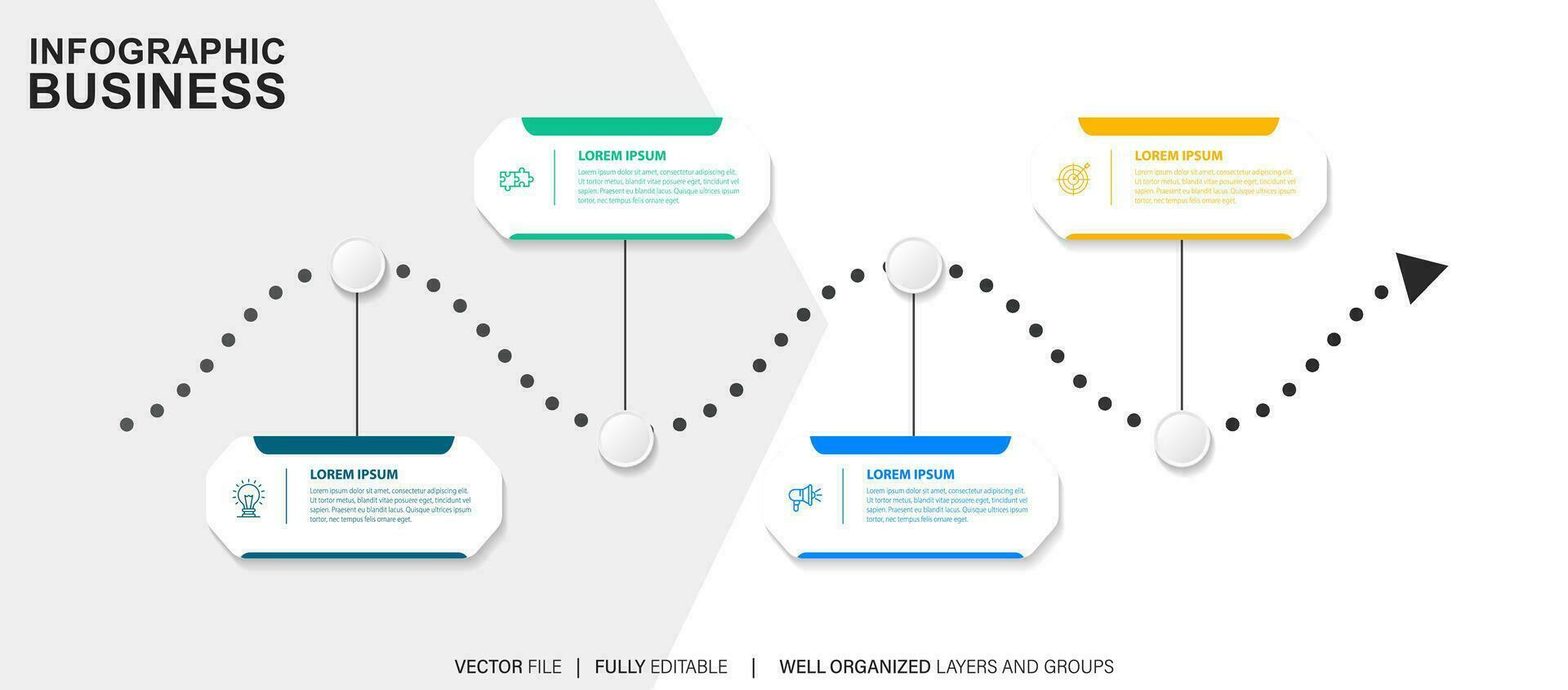 infographic design med 4 steg, infographic företag begrepp, flöde, Diagram, presentation vektor