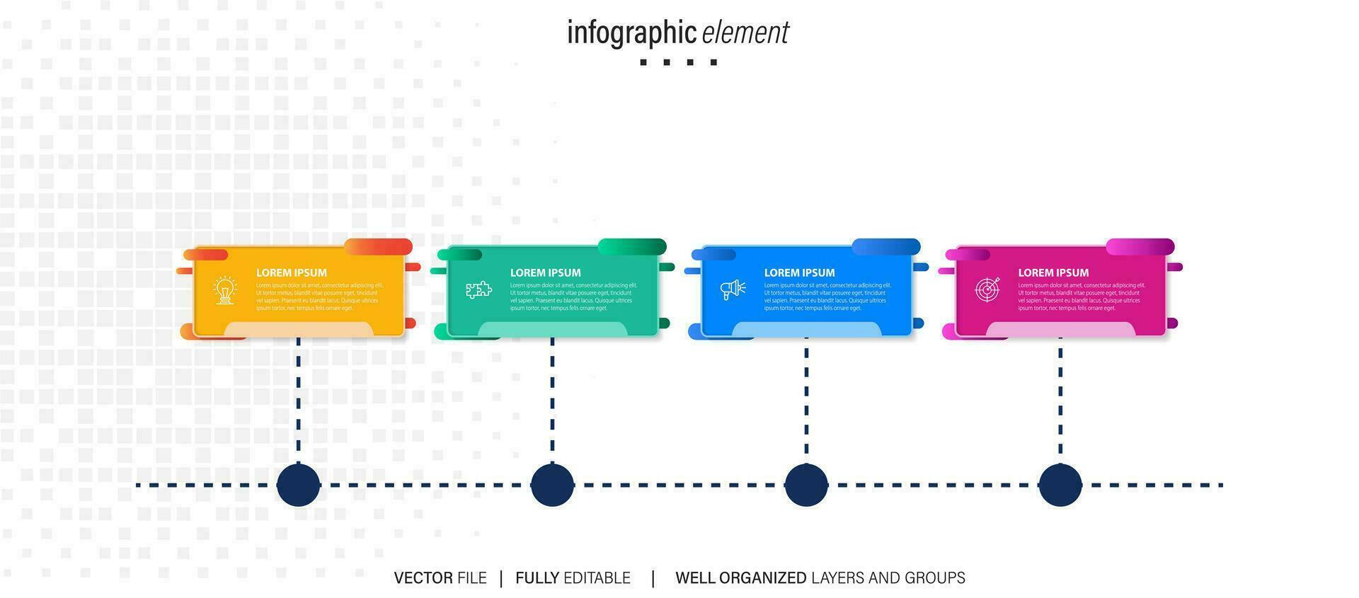 presentation företag infographic mall färgrik med 4 steg vektor
