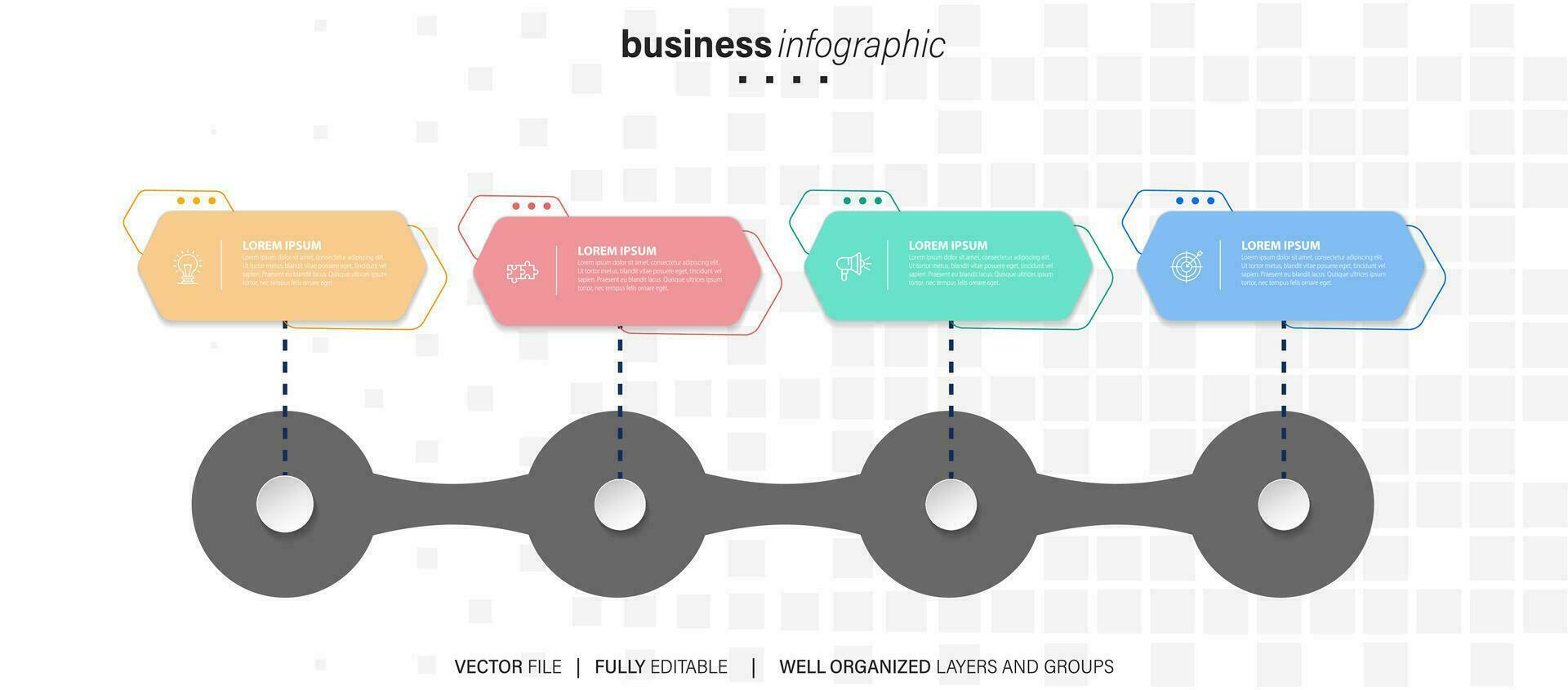 Geschäft Prozess Infografik Vorlage. dünn Linie Design mit Zahlen 4 Optionen oder Schritte. Vektor Illustration Grafik Design