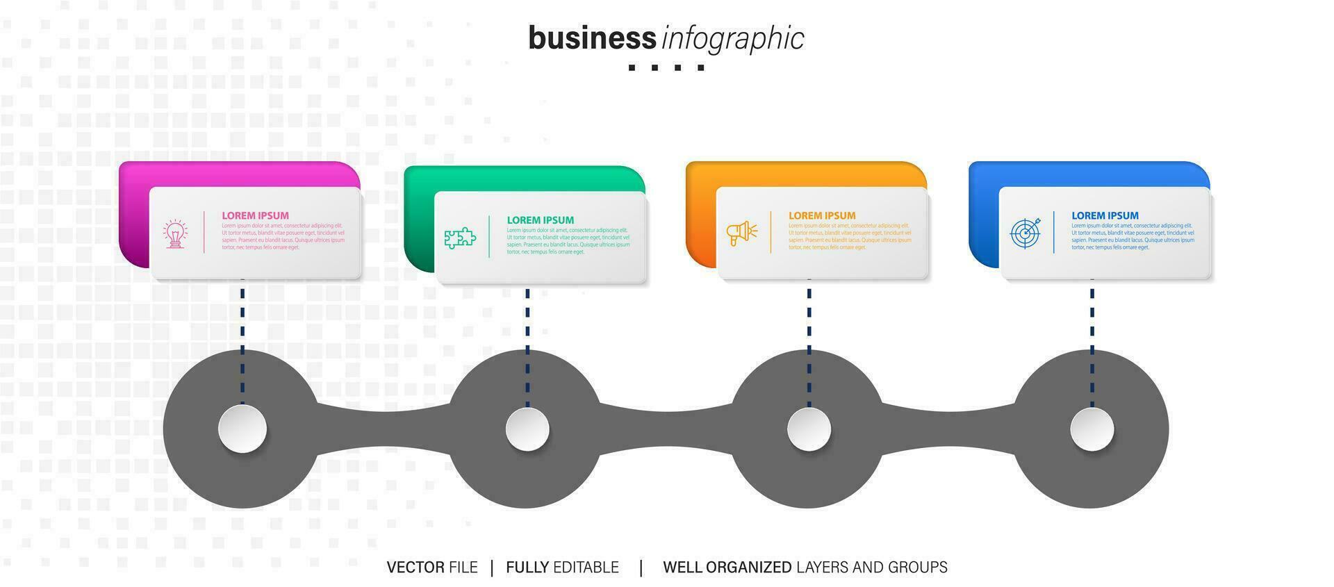 steg affärsdata visualisering tidslinje process infographic malldesign med ikoner vektor