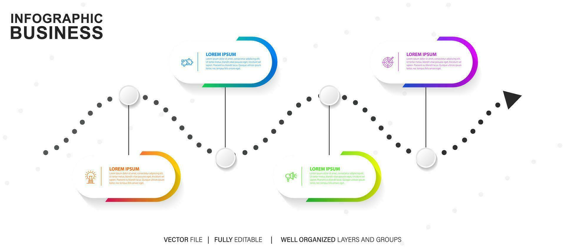 modern 3d Infografik Vorlage mit 4 Schritte. Geschäft Kreis Vorlage mit Optionen zum Broschüre, Diagramm, Arbeitsablauf, Zeitleiste, Netz Design. Vektor eps 10