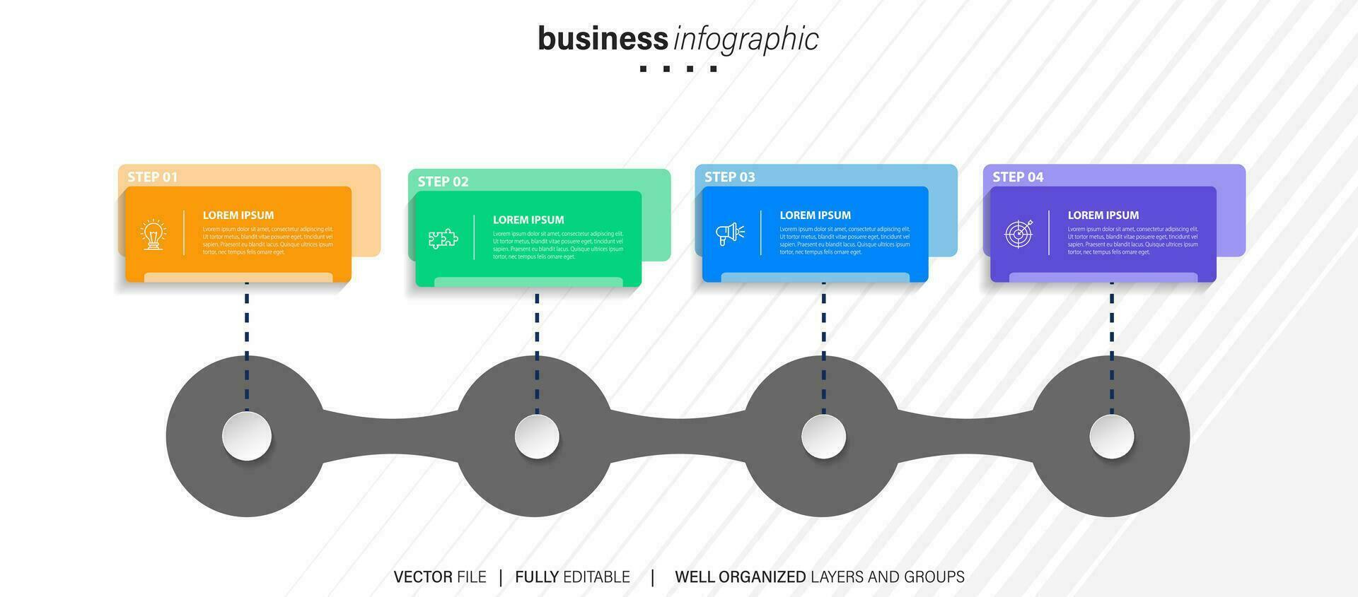 modern 3d infographic mall med 4 steg. företag cirkel mall med alternativ för broschyr, diagram, arbetsflöde, tidslinje, webb design. vektor eps 10