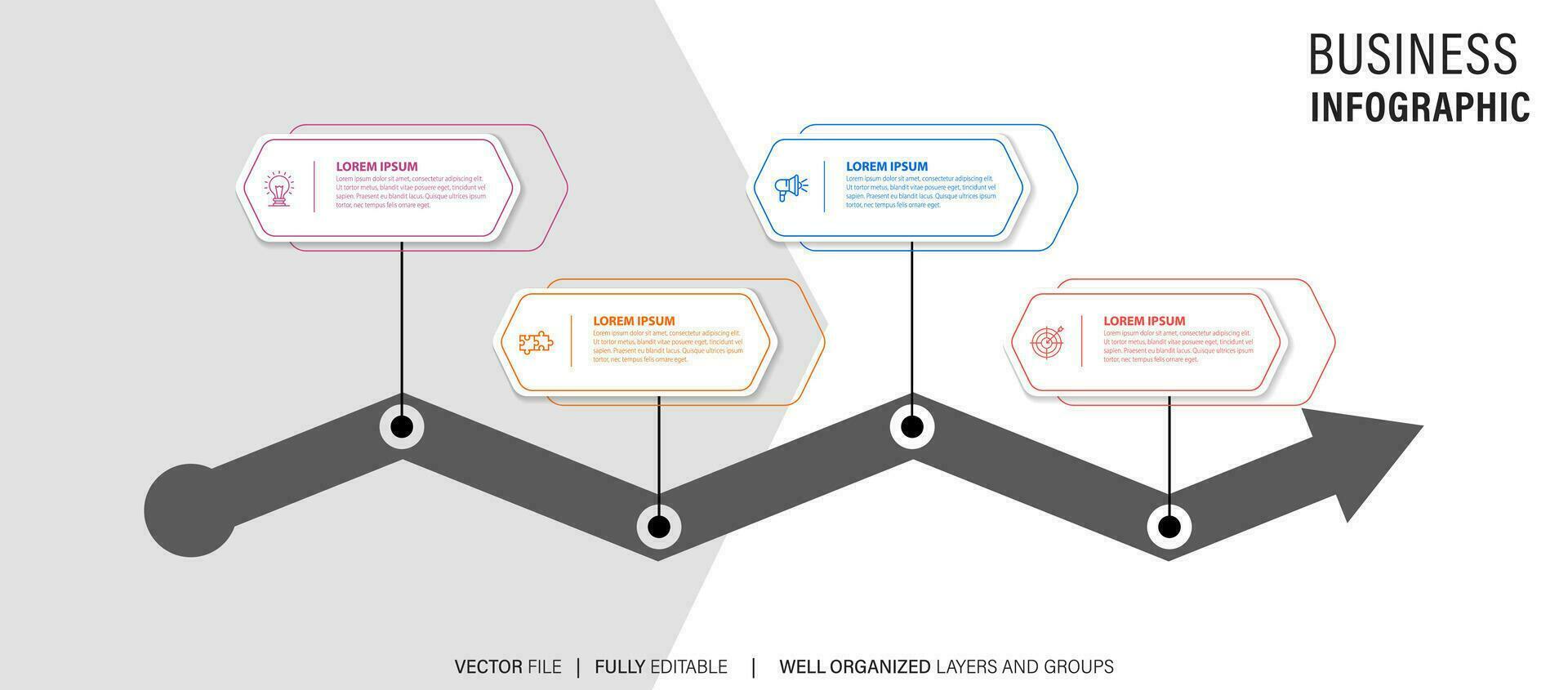 tidslinje infographic design vektor med siffra alternativ och 4 steg. kan vara Begagnade för arbetsflöde diagram, info Diagram, årlig Rapportera.