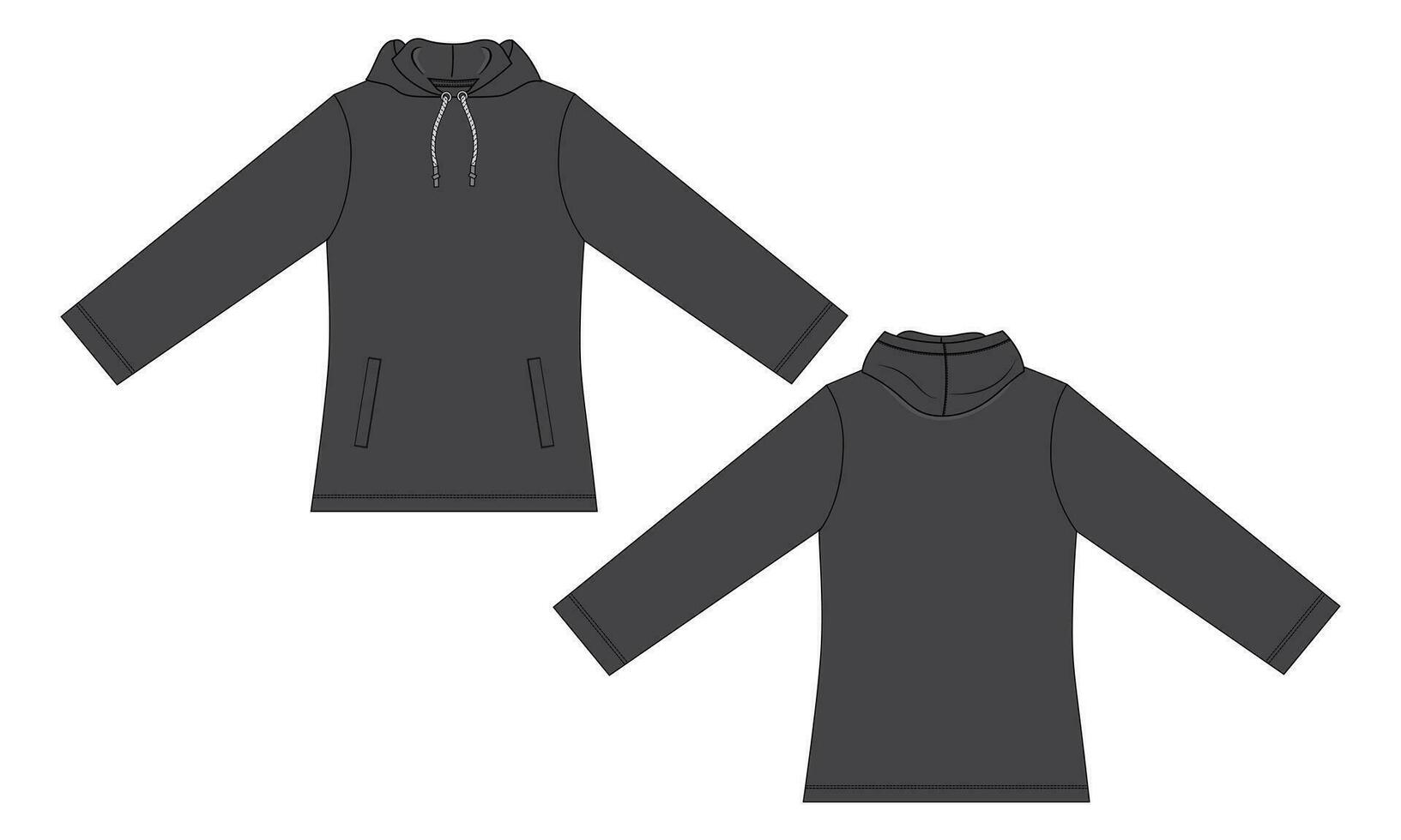 lange Ärmel Kapuzenpullover Vektor Illustration Vorlage zum Damen