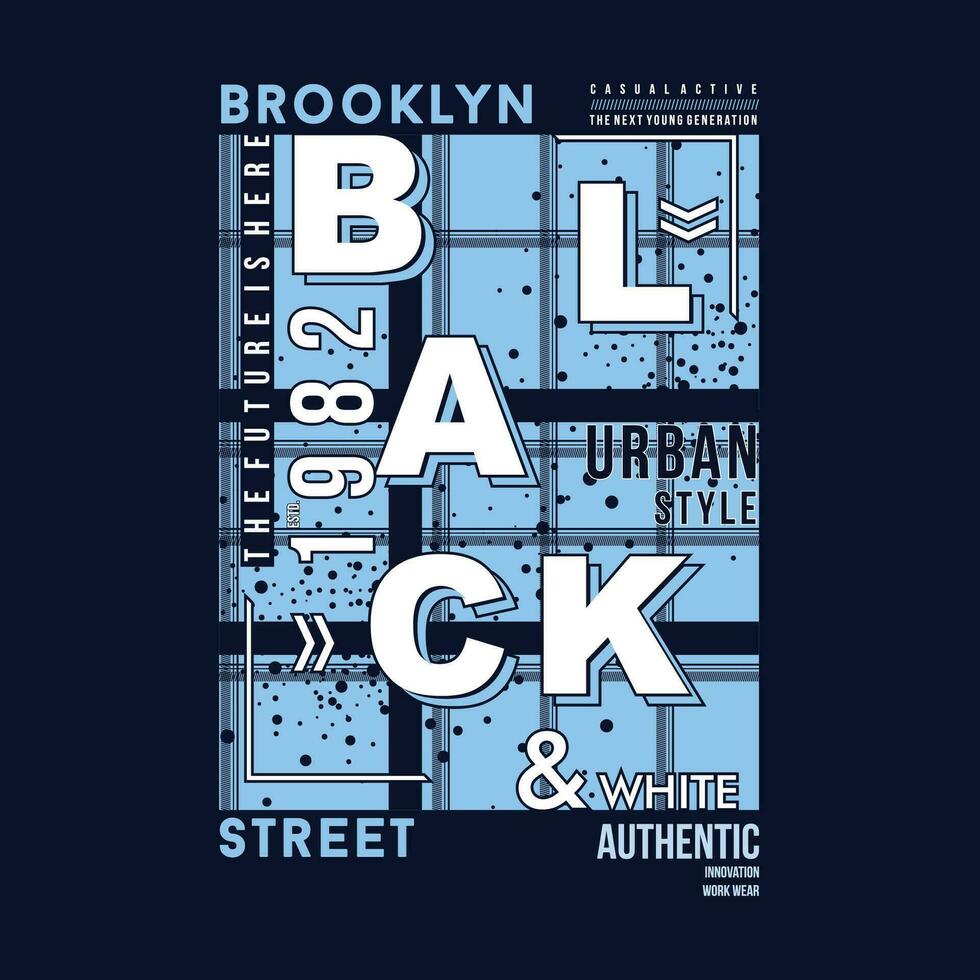 brooklyn svart och vit platt grafisk, typografi t skjorta, vektor design illustration, Bra för tillfällig stil