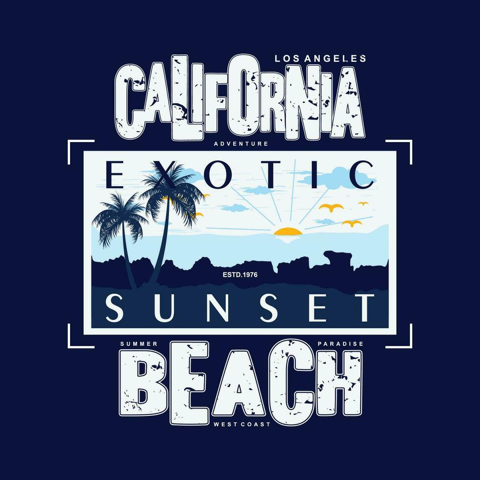 kalifornien solnedgång grafisk, typografi vektor, strand tema illustration, Bra för skriva ut t skjorta och Övrig använda sig av vektor