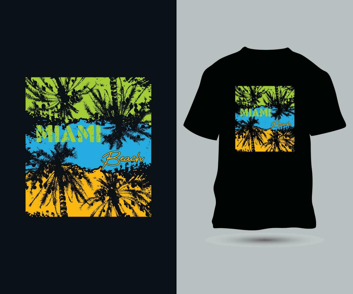 miami strand t-shirt design mall vektor