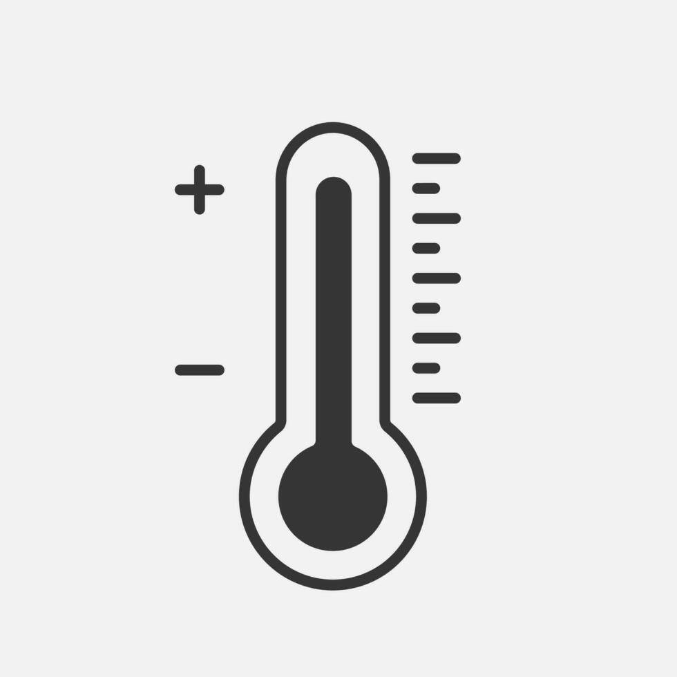 Thermometer mit Rahmen Linie Symbol. Vektor Illustration