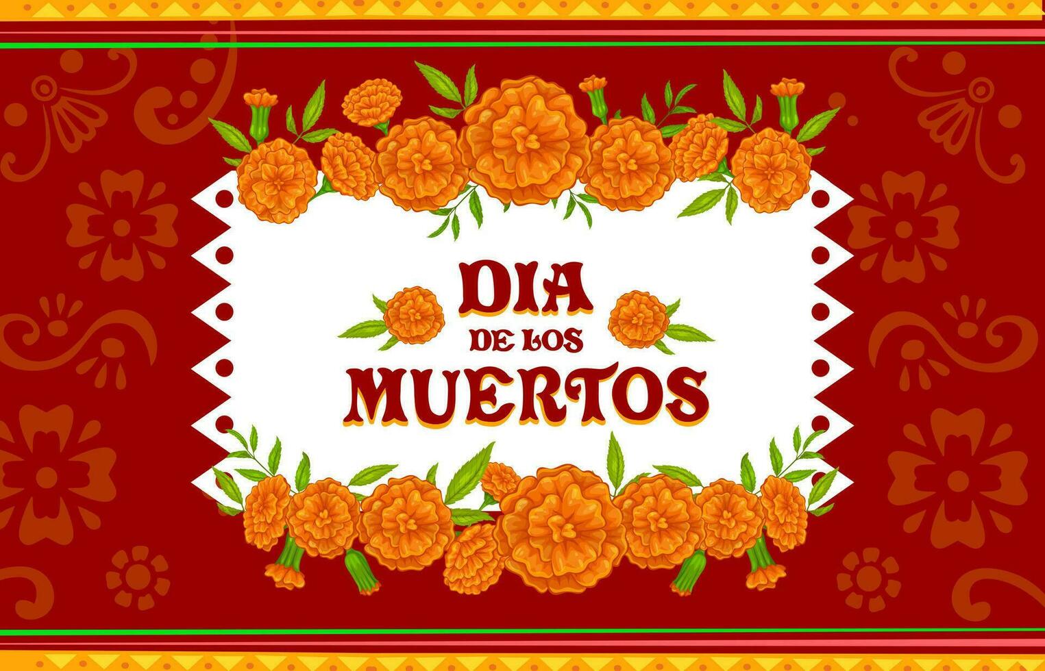 dia de los Muertos Urlaub Banner mit Ringelblume vektor