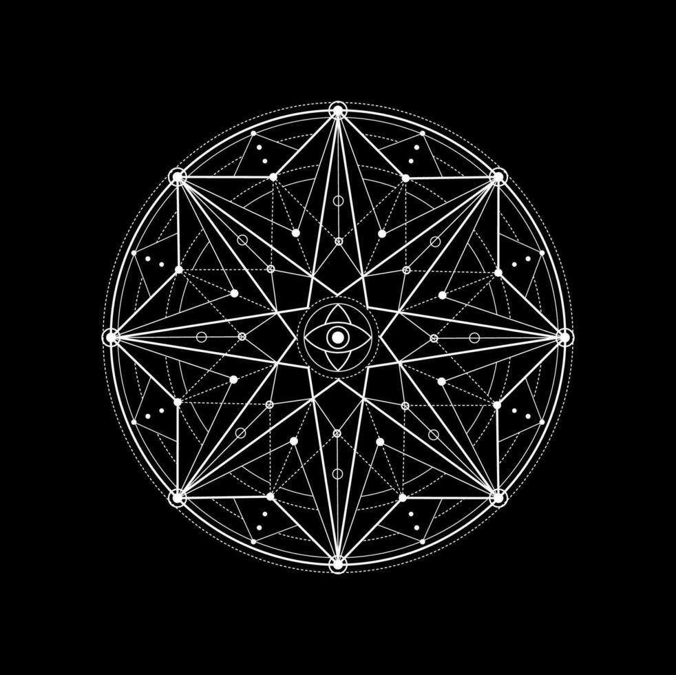 andlig tatuering, helig geometri magi pentagram vektor