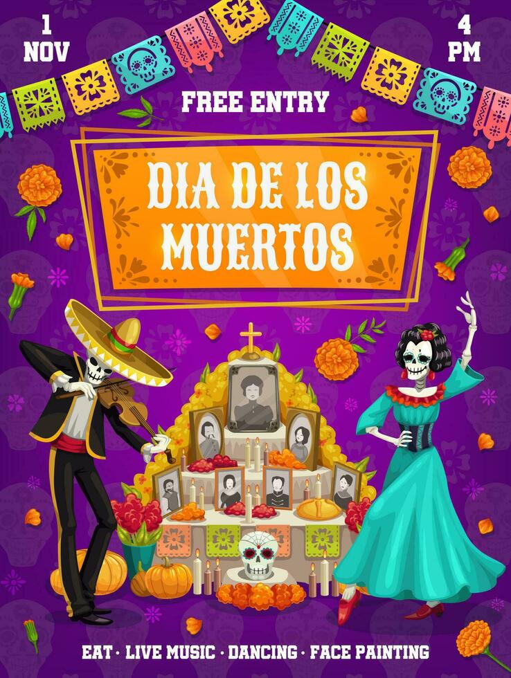 mexikansk dia de los muertos Semester hälsning kort vektor