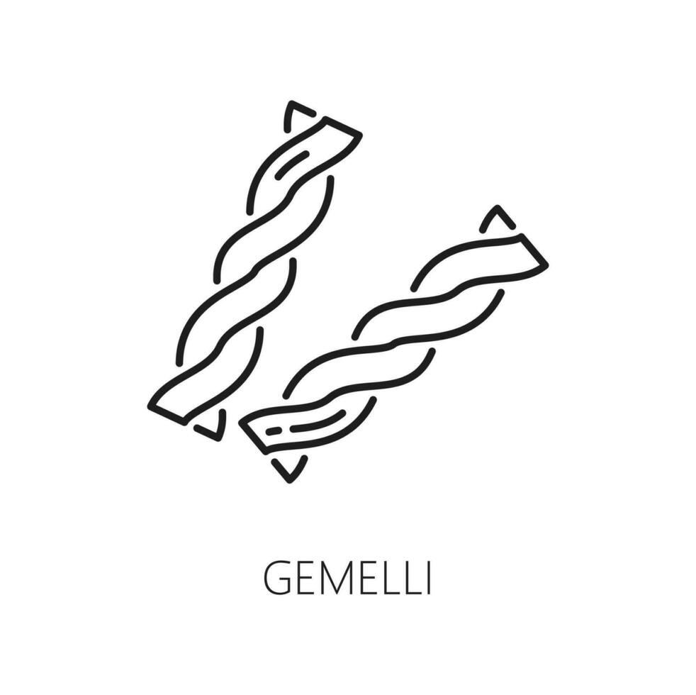 ungekocht gemelli Nudel Spiral- gestalten Pasta Symbol vektor