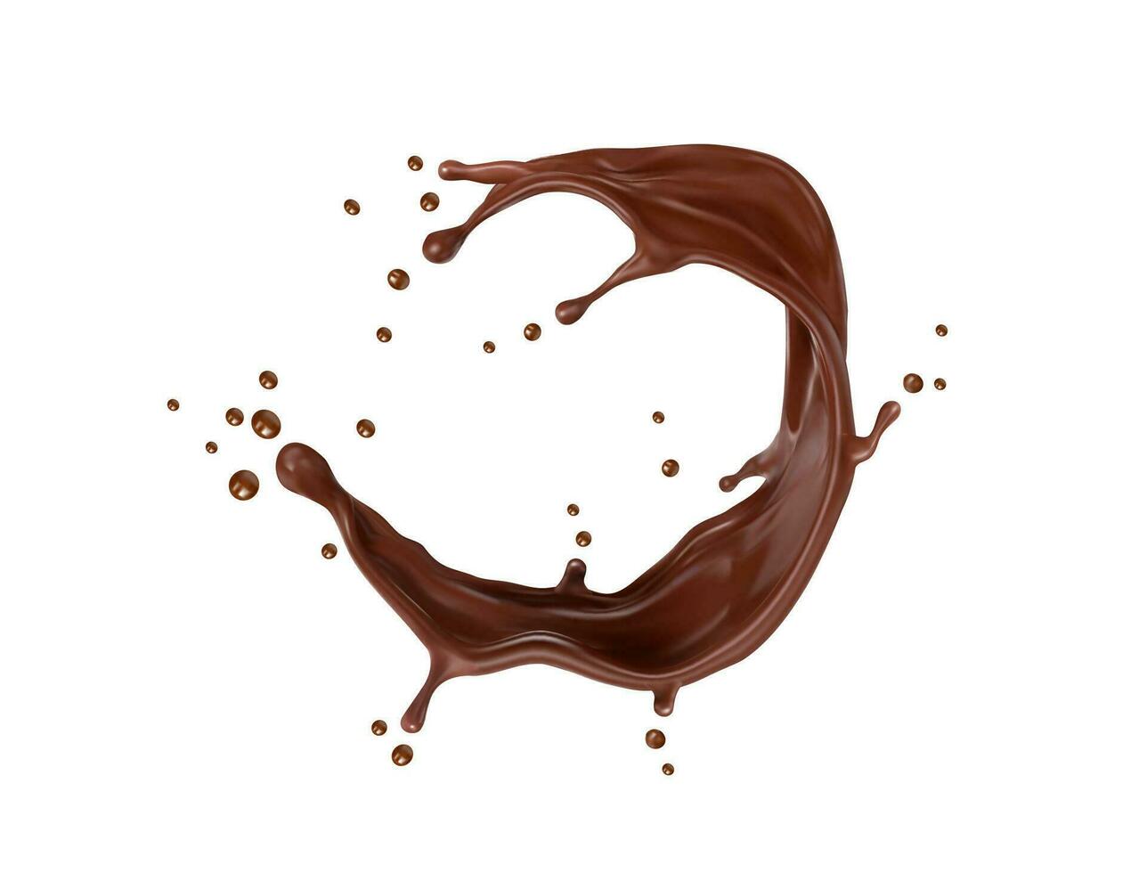 realistisch Schokolade Strudel, Wirbelwind und Spritzen vektor