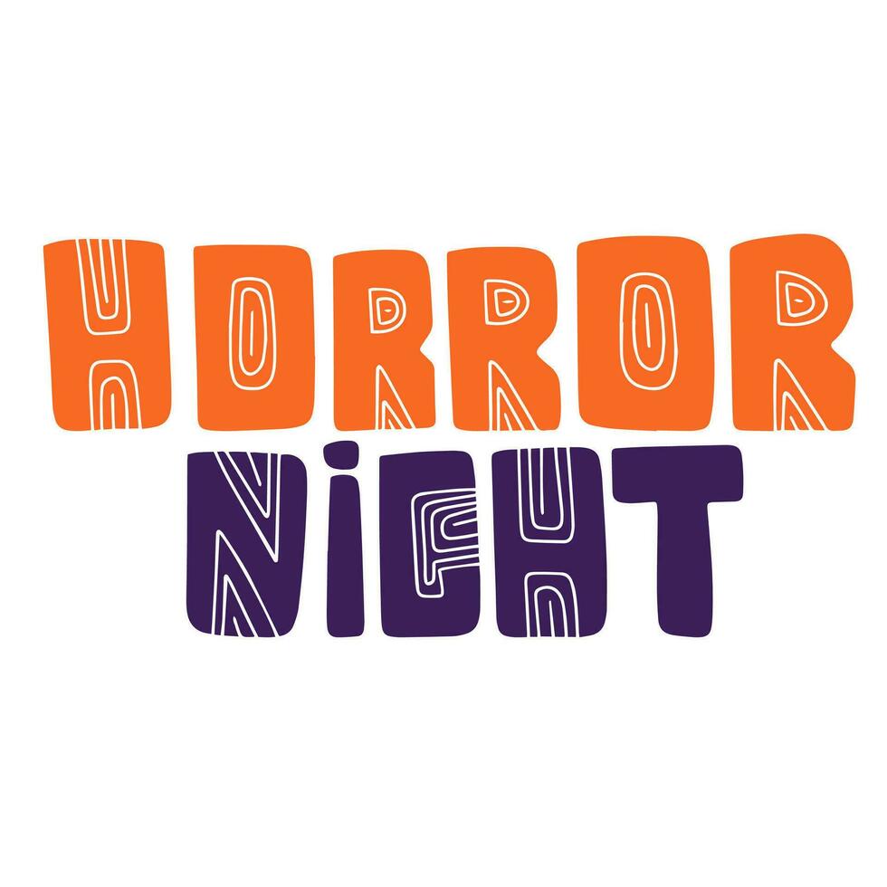 Skräck natt ordspråk text. halloween kort fraser. handstil halloween Citat. text sammansättning. vektor illustration.