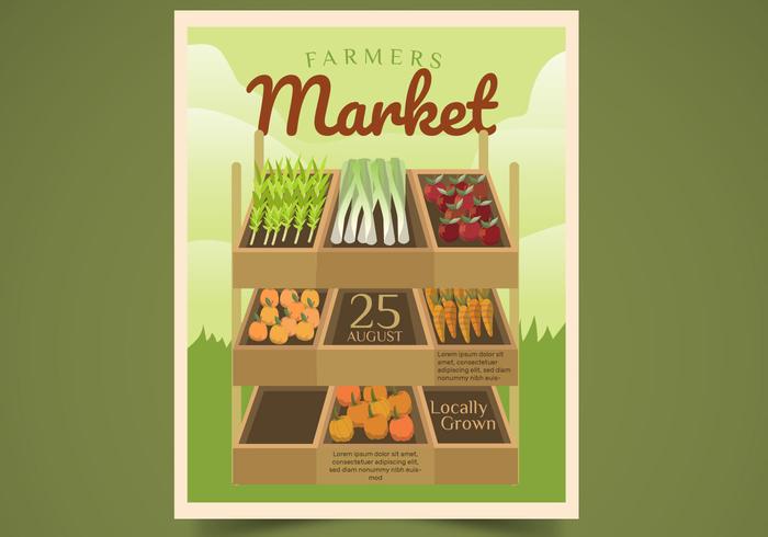 Flygblad Design Farmers Market Vector Illustration