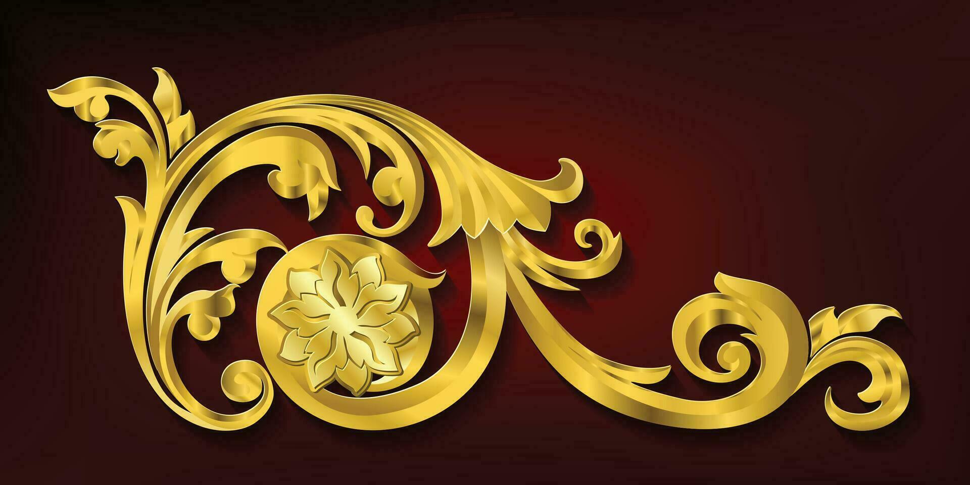 Gold Rahmen mit Ecke Linie Blumen- zum Bild, Vektor Design Dekoration Muster Stil
