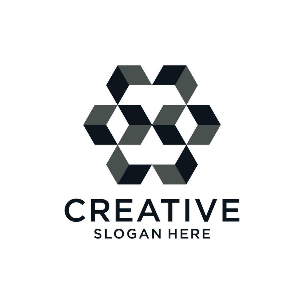 Brief x mit Hexagon Stil Logo Design Konzept vektor