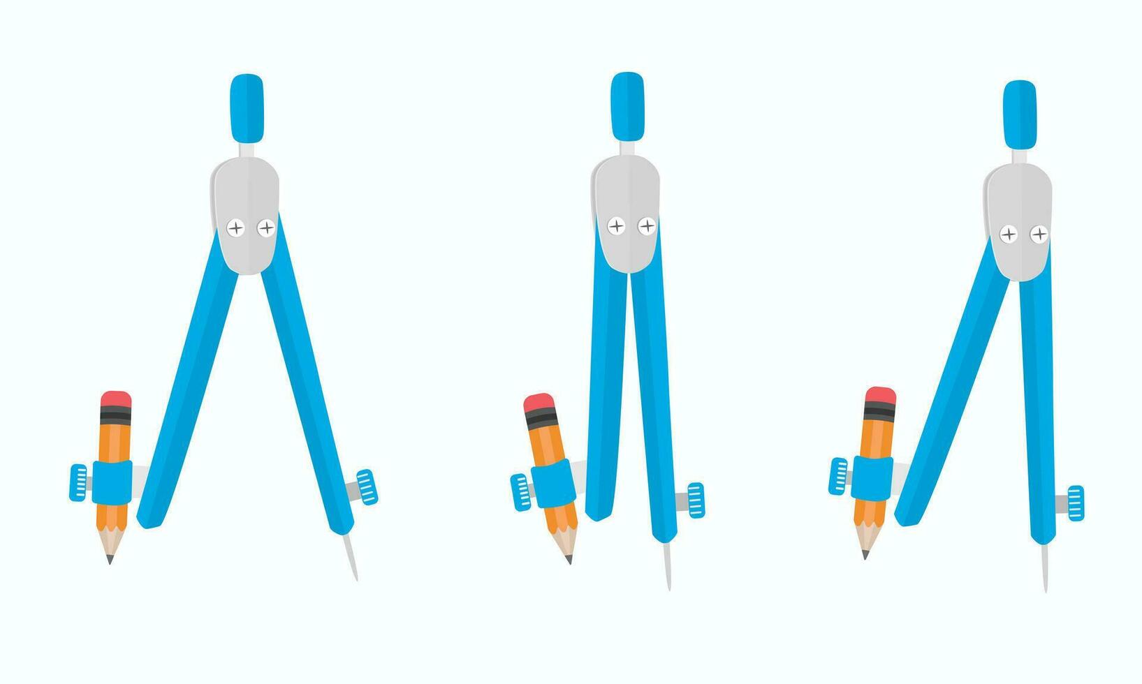 Schule Kompass Vektor Illustration. Kompass Clip Kunst. Werkzeug zum Zeichnung Kreis. Büro oder Schule Lieferungen, Schreibwaren Vektor. lehrreich Objekt. zurück zu Schule Konzept. eben Vektor im Karikatur Stil.