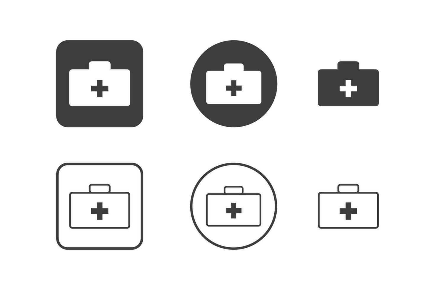 först hjälpa utrustning ikon design 6 variationer. sjukhus ikoner uppsättning, isolerat på vit bakgrund. vektor