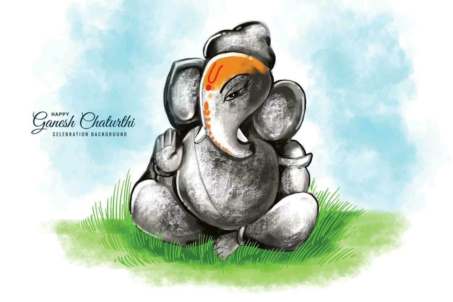 glad ganesh chaturthi indisk religiös festival kort bakgrund vektor