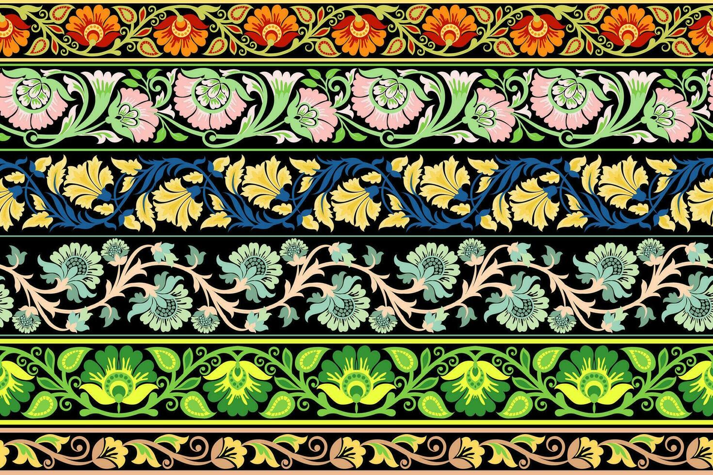 einstellen von Blumen- Design Elemente. nahtlos Muster, nahtlos Grenzen, Kreis rahmen. schön zum irgendein einfach und schick Eleganz Entwürfe. Vektor Illustration.