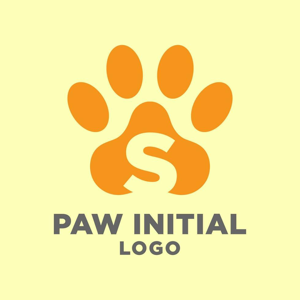 Brief s Hund Pfoten Initiale Vektor Logo Design