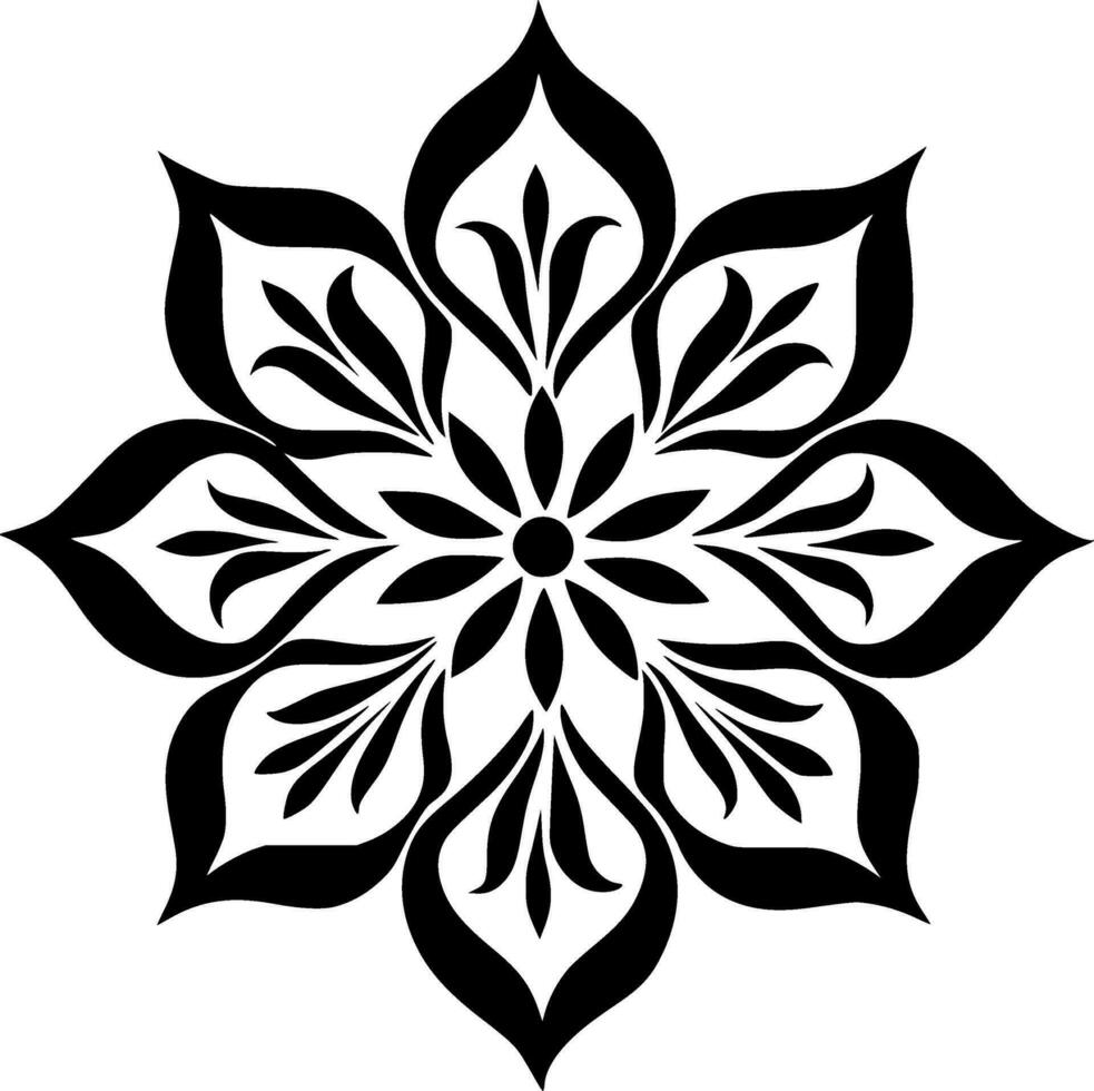 Mandala - - schwarz und Weiß isoliert Symbol - - Vektor Illustration