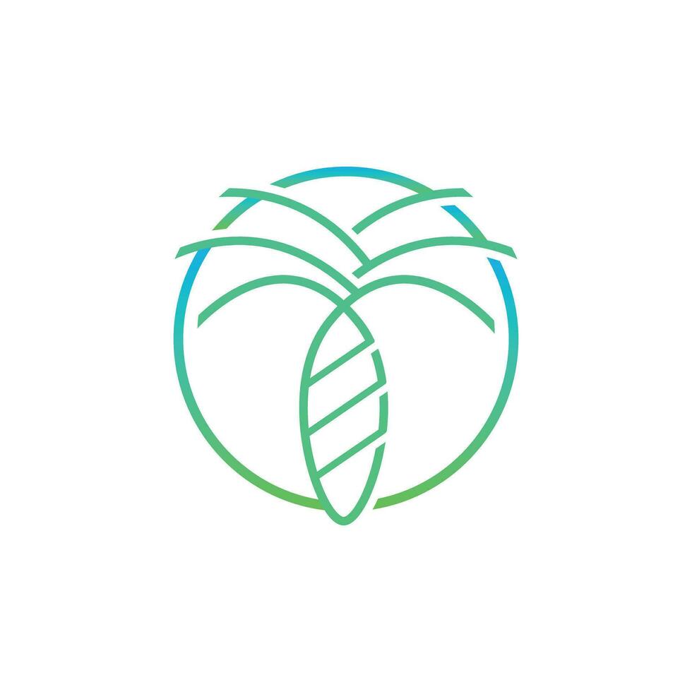 handflatan eller kokos träd logotyp linje konst vektor