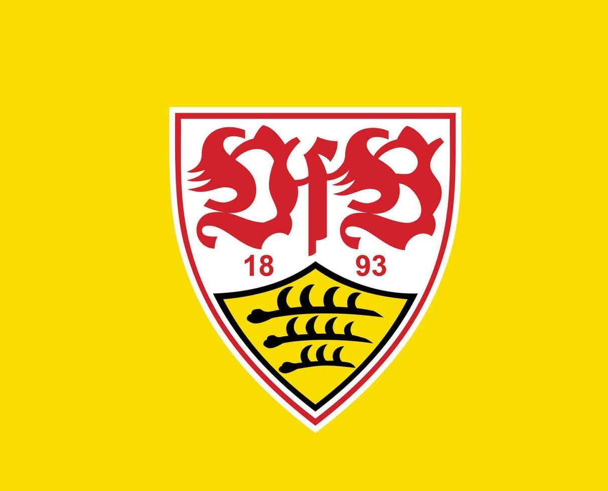 Stuttgart klubb logotyp symbol fotboll bundesliga Tyskland abstrakt design vektor illustration med gul bakgrund