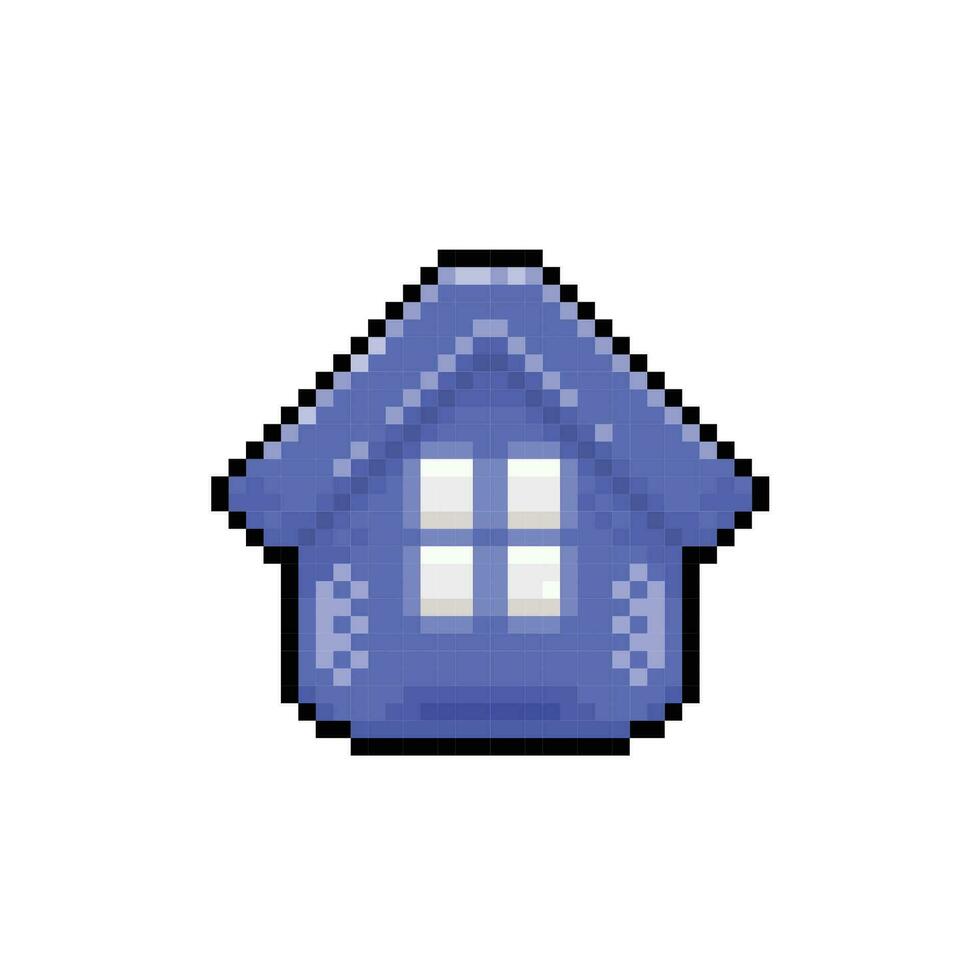 Blau einfach Zuhause Zeichen im Pixel Kunst Stil vektor