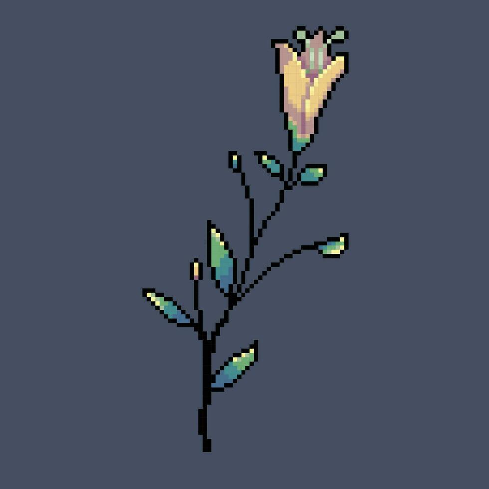 gul blomma i pixel konst stil vektor