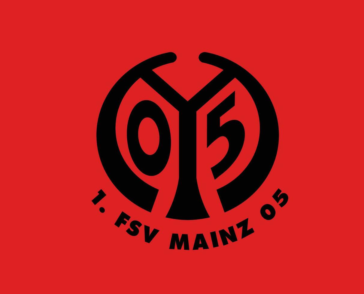 Mainz 05 Verein Logo Symbol schwarz Fußball Bundesliga Deutschland abstrakt Design Vektor Illustration mit rot Hintergrund