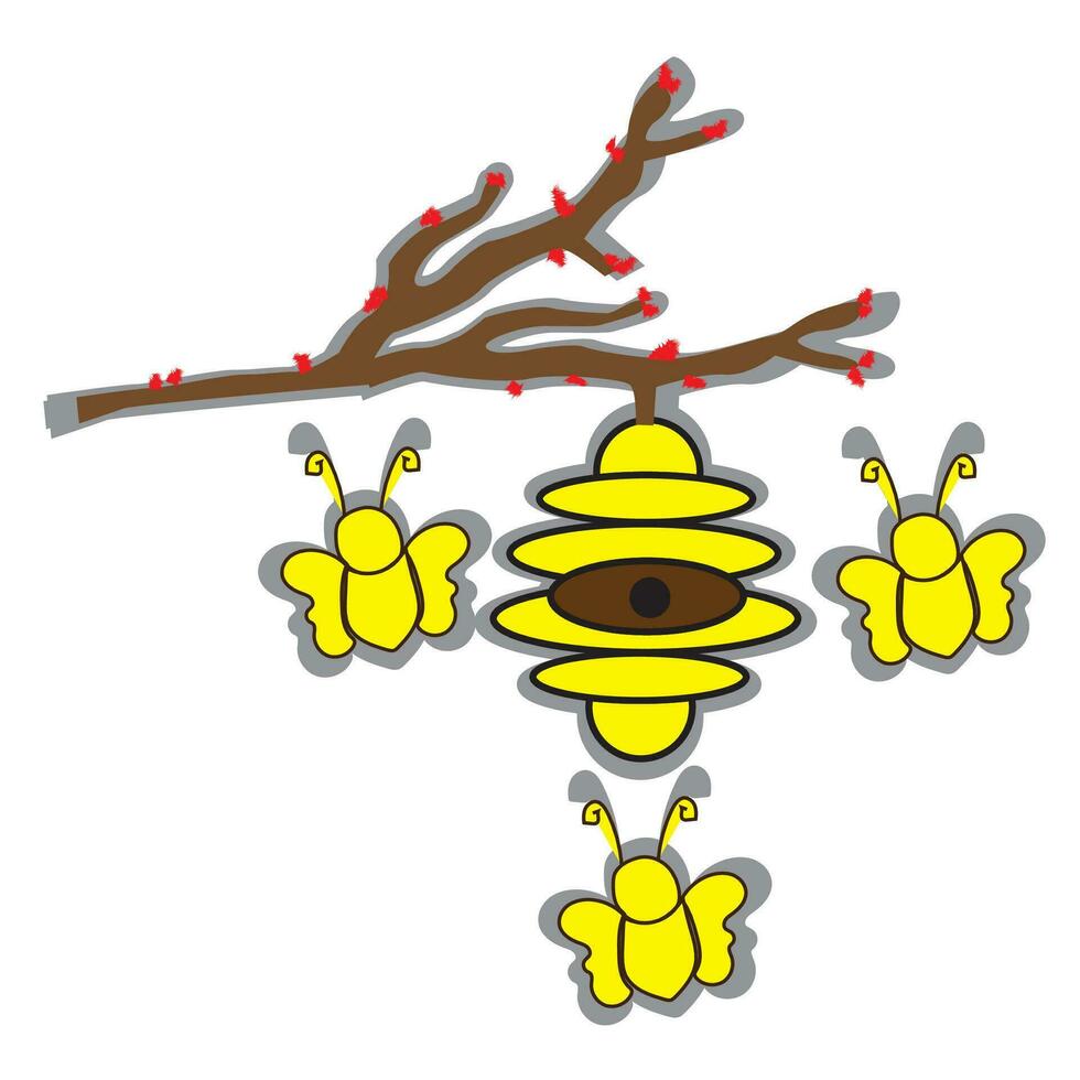 Biene Aufkleber mit 3 Schwänze Vektor Illustration
