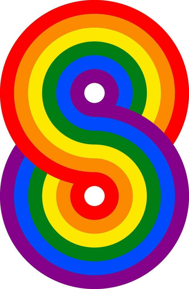 figur 8 oändlighet tecken regnbåge flagga HBTQ symbol lesbisk Gay vektor